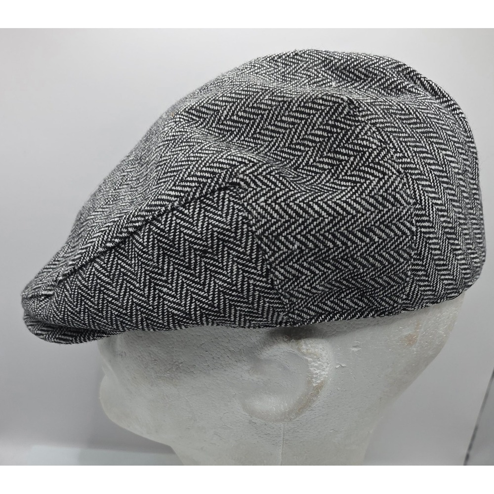 Light Gray Herringbone Wool Newsboy Golf Cap Gatsby Driver Hat 7 1/4 Adjustable